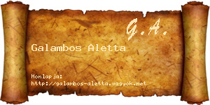 Galambos Aletta névjegykártya